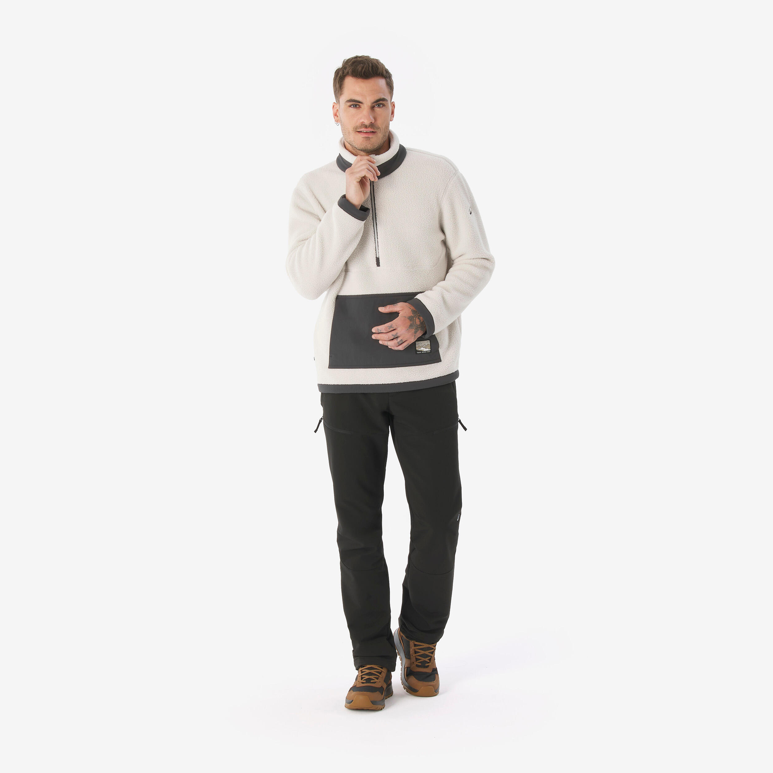 Forro polar senderismo montaña sherpa hombre - MH100 1/2 cremallera beige  21/33