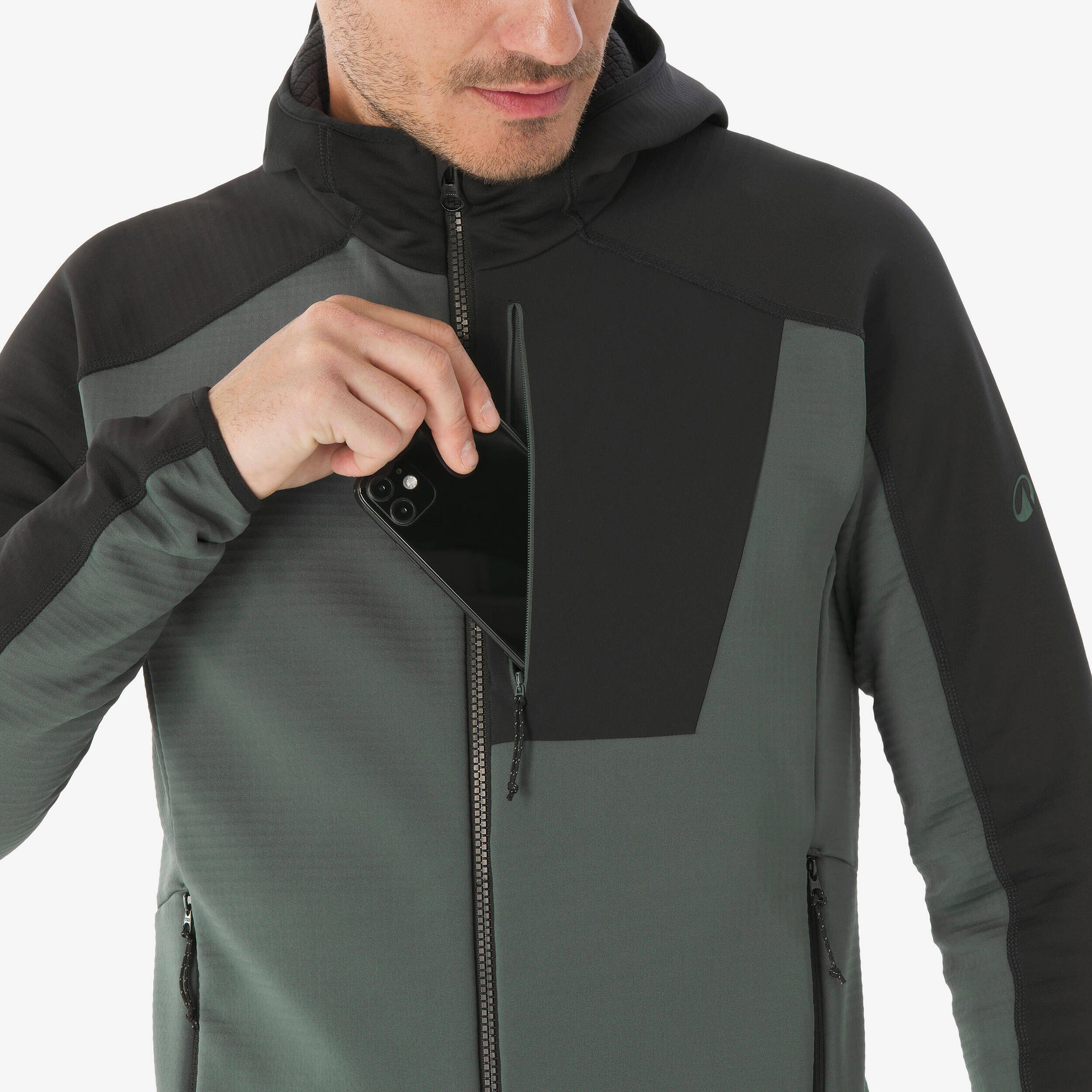 Men’s mountain hiking fleece jacket, MH500 Full Zip - Black -  4