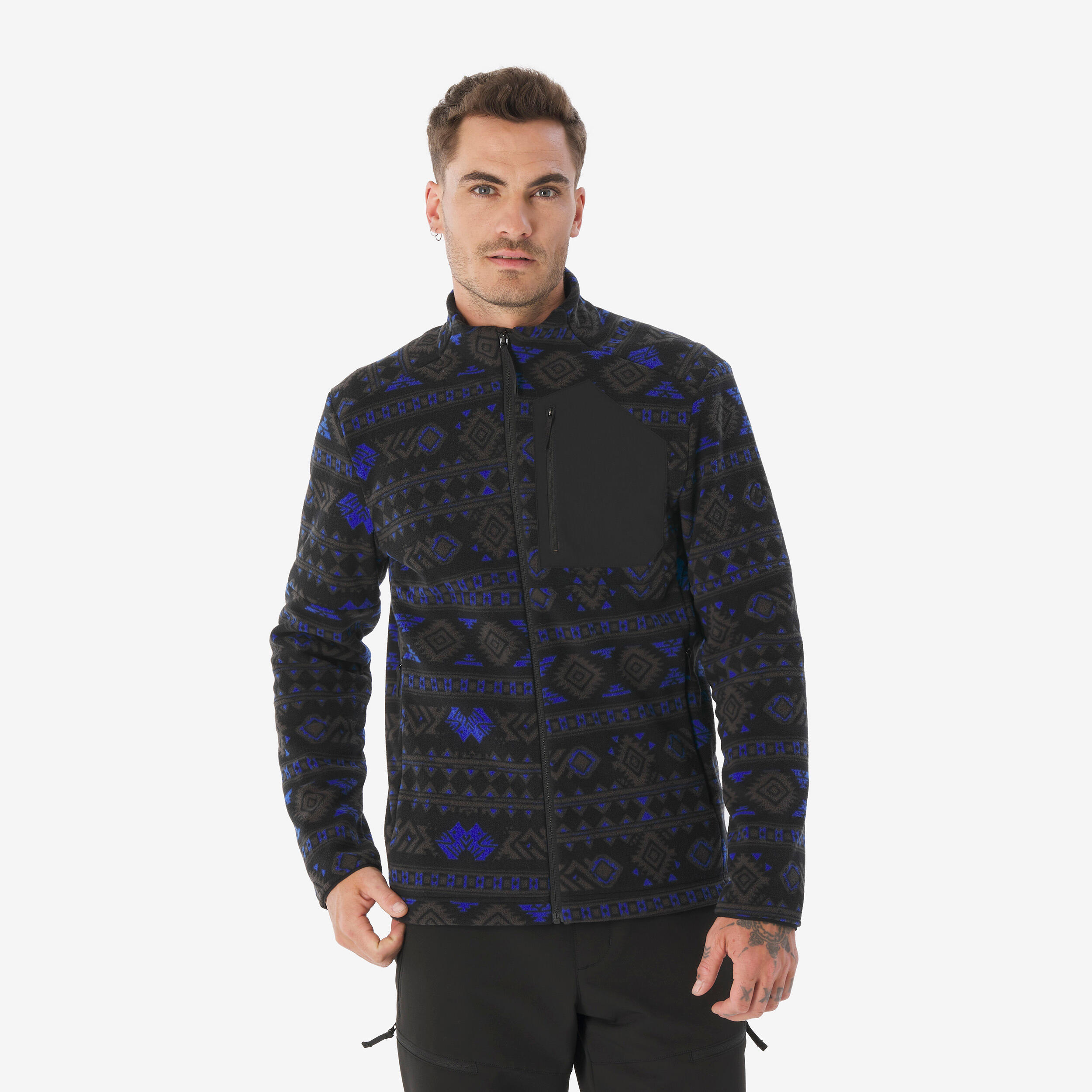 Men’s Full-Zip Fleece Hiking Jacket, MH 500 - QUECHUA