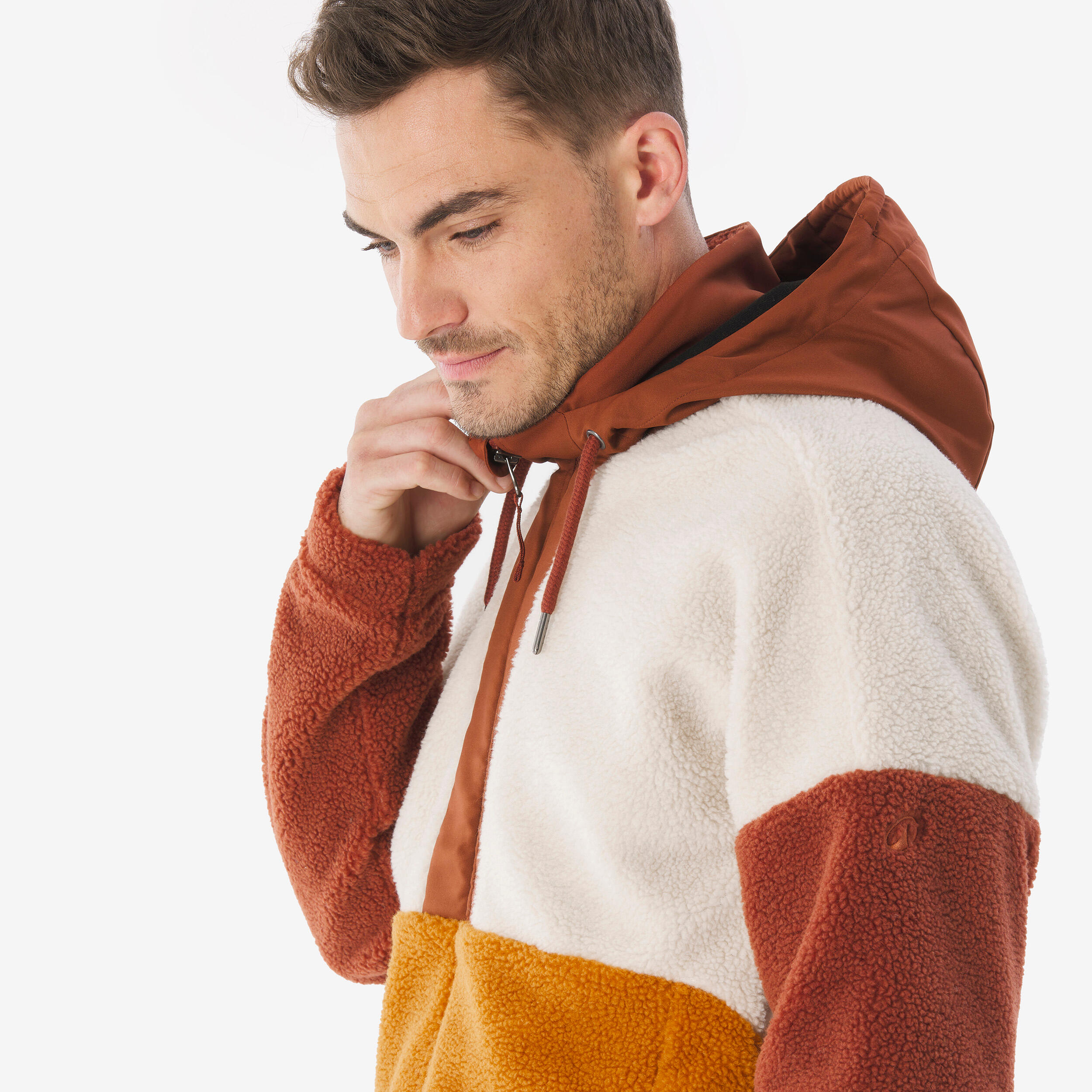 Seconde vie - Veste polaire sherpa de randonnée chaude homme, SH900 marron 8/9