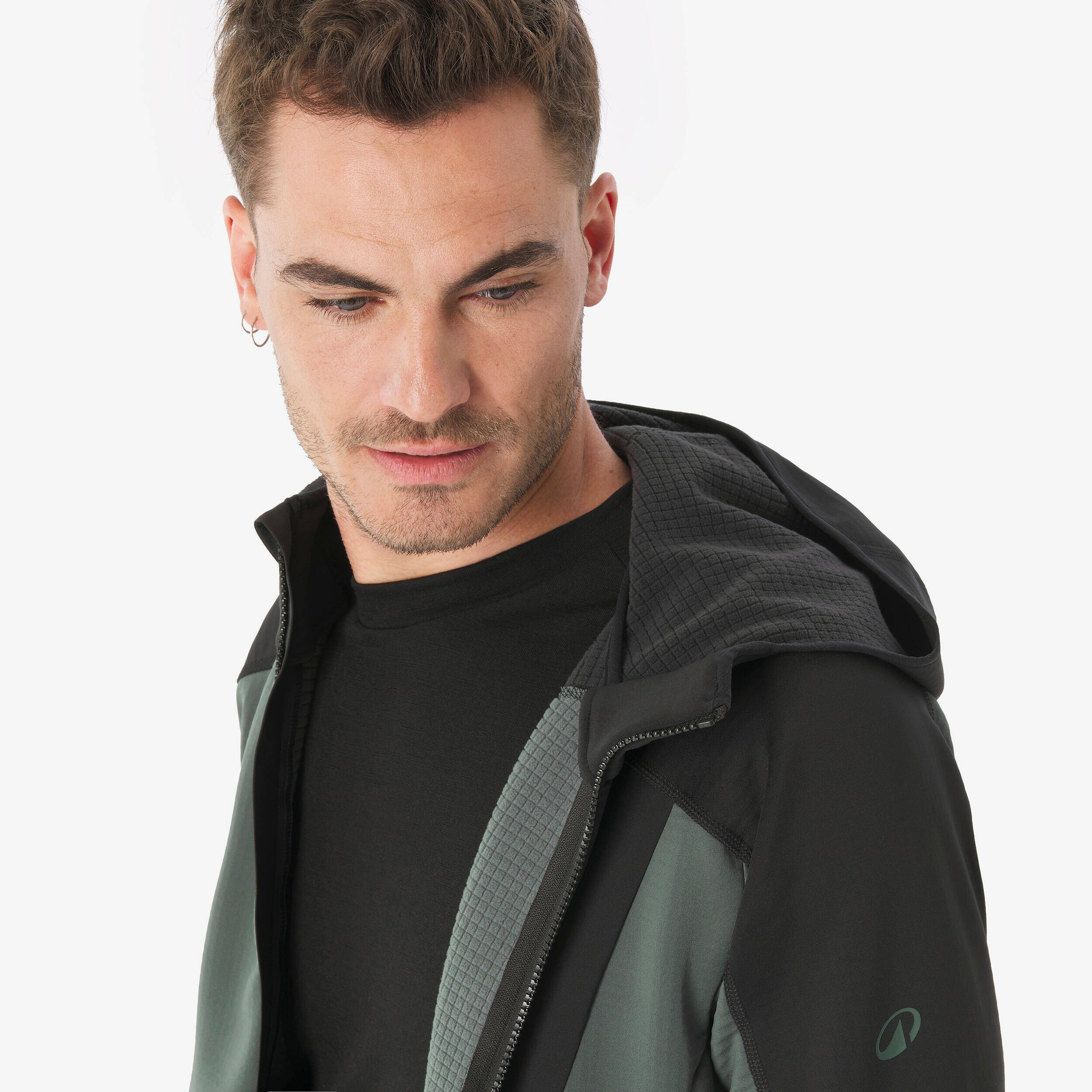 Men’s mountain hiking fleece jacket, MH500 Full Zip - Black -  5