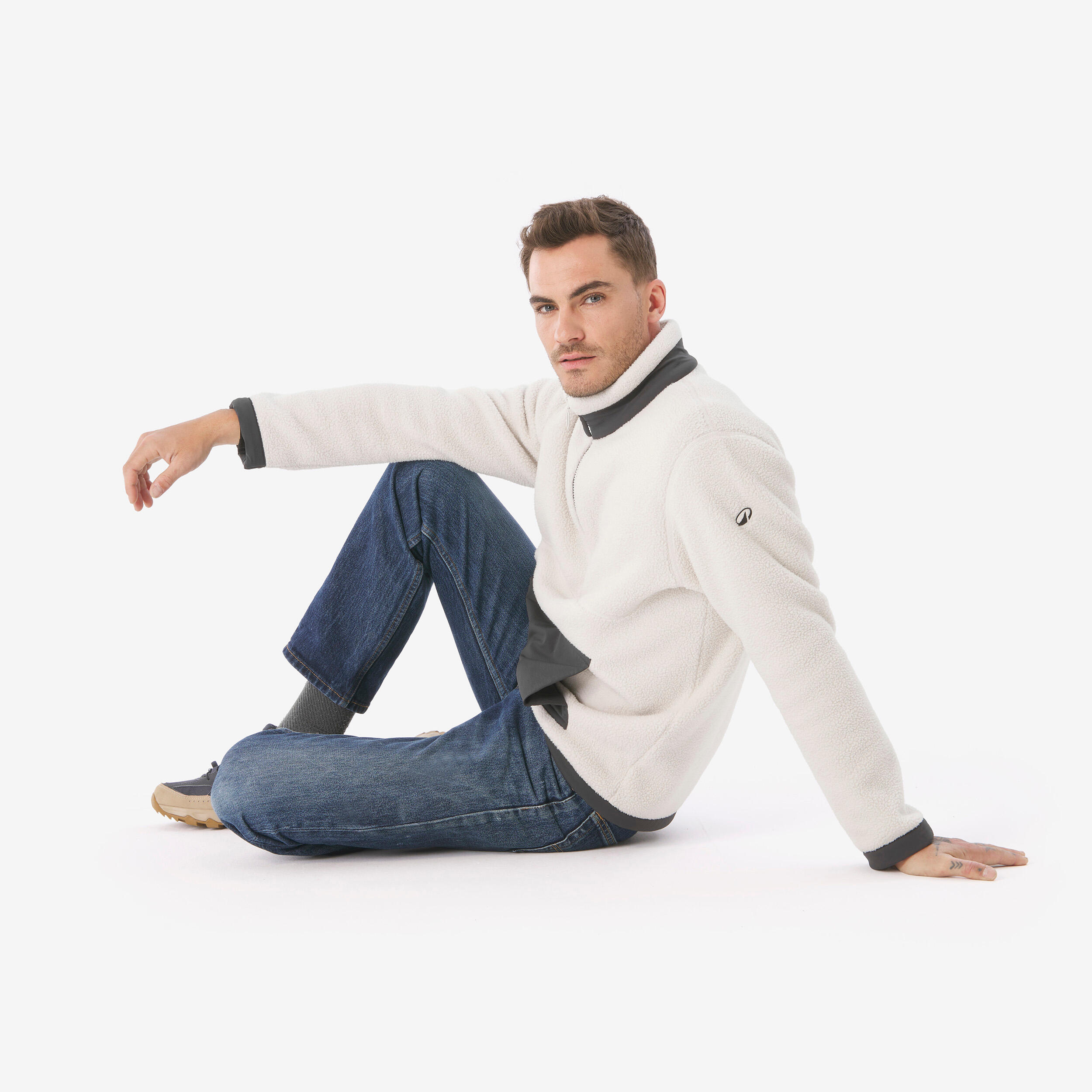 Chandail de randonnée en polaire moutonné à demi-zip homme, MH 100 - QUECHUA