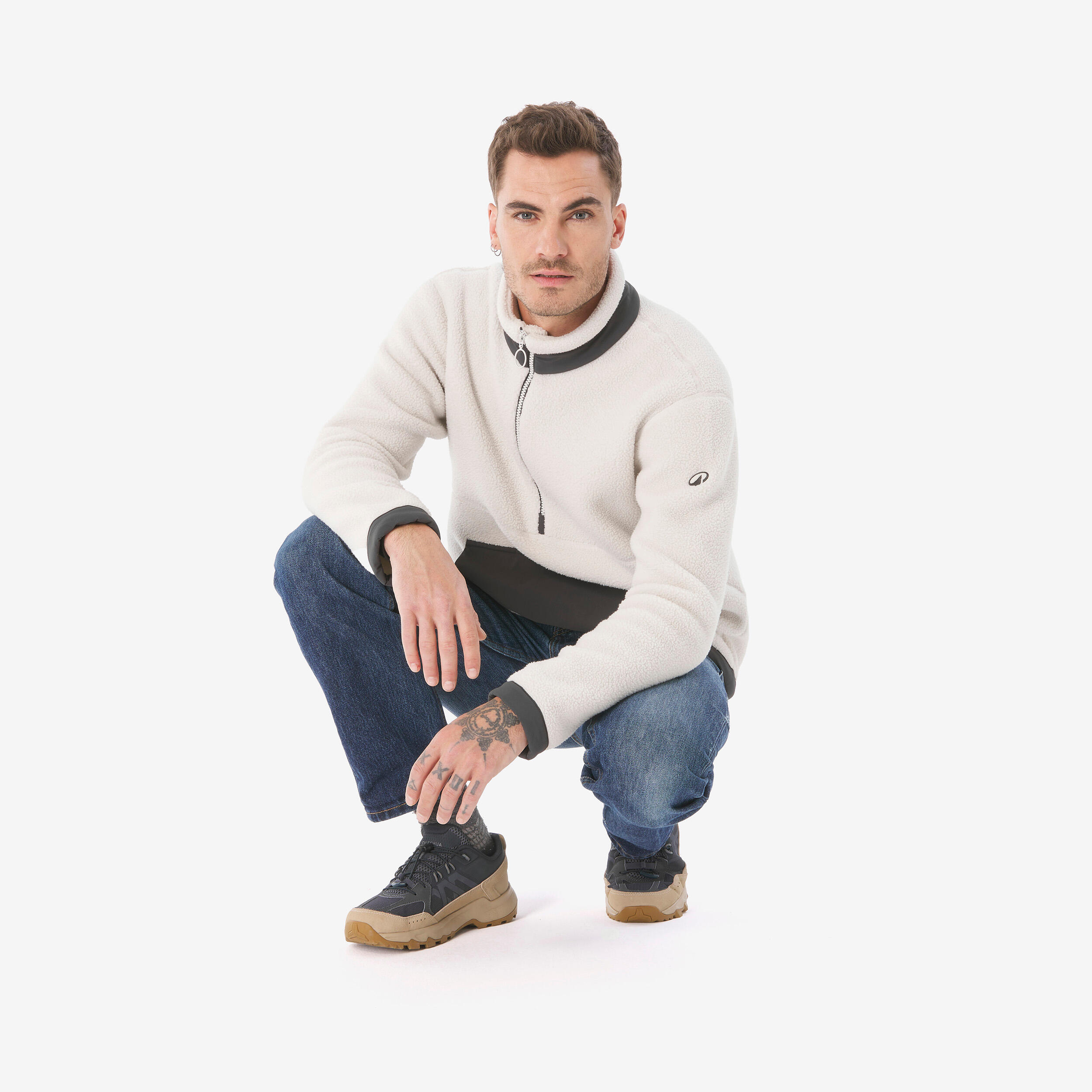 Chandail de randonnée en polaire moutonné à demi-zip homme, MH 100 - QUECHUA