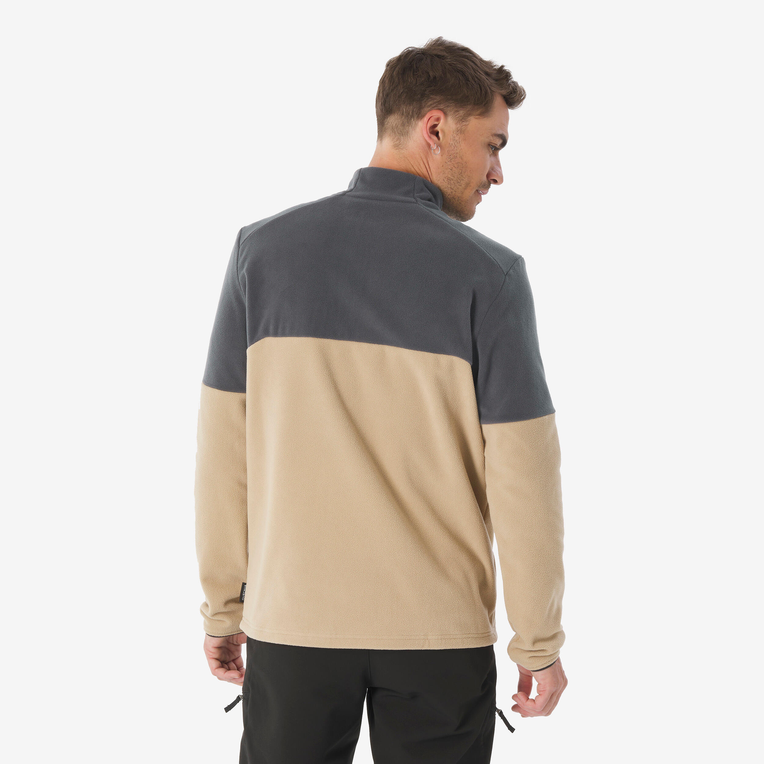 Men’s Mountain Walking Half-zip Fleece MH500 - Beige