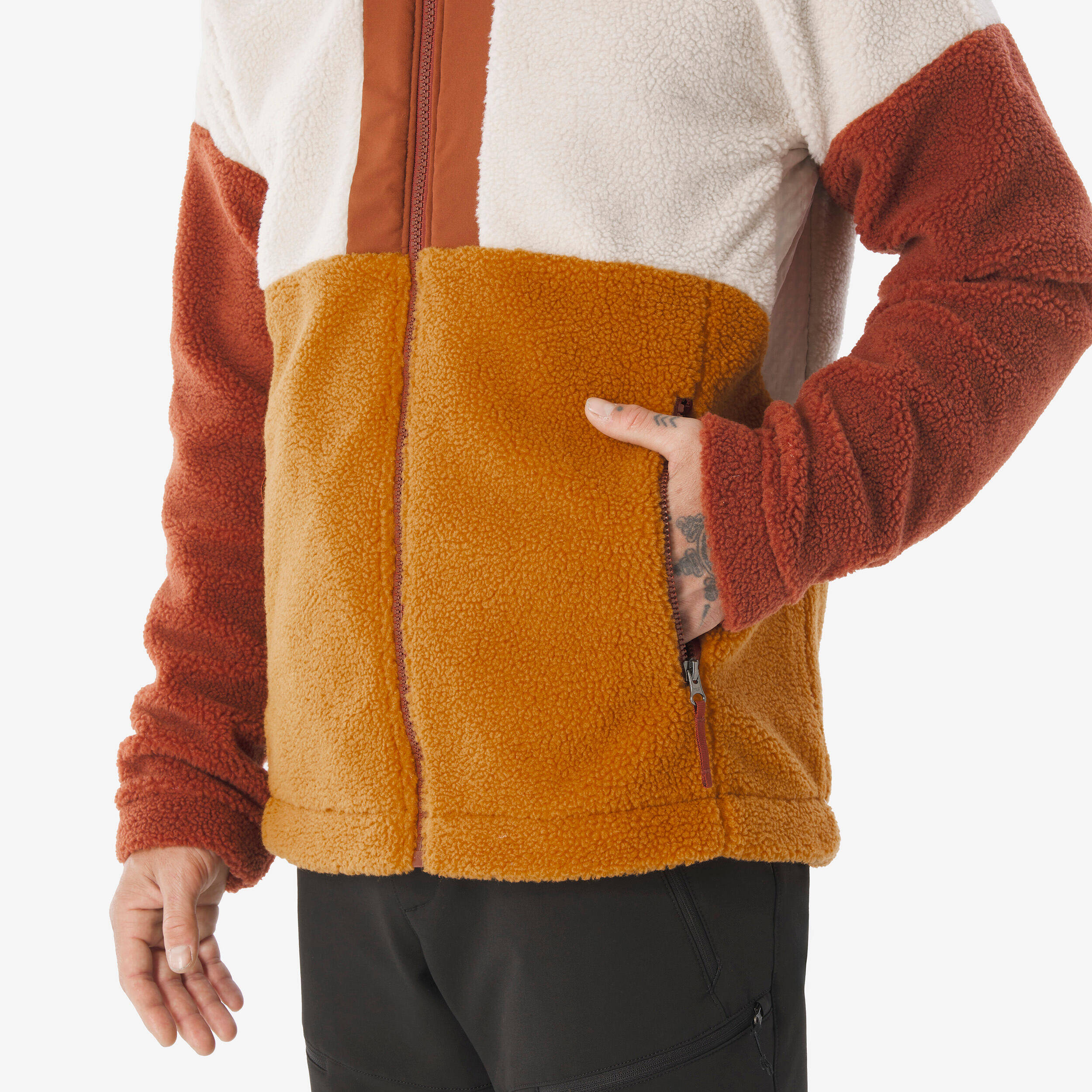 Men's Hiking Warm Sherpa Fleece Jacket SH900 - Brown -  5