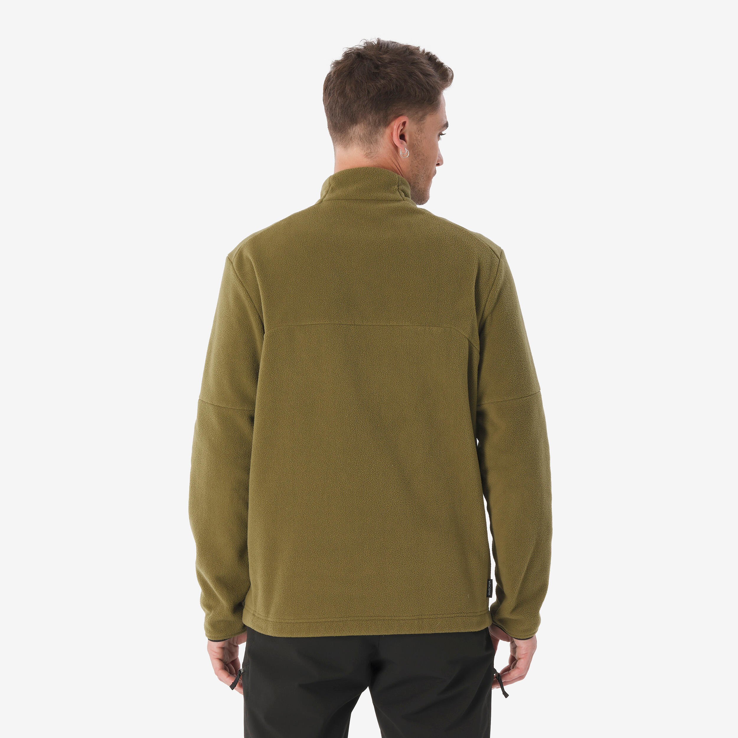 Polaire de randonnée montagne homme, MH500 full zip pocket kaki 3/6