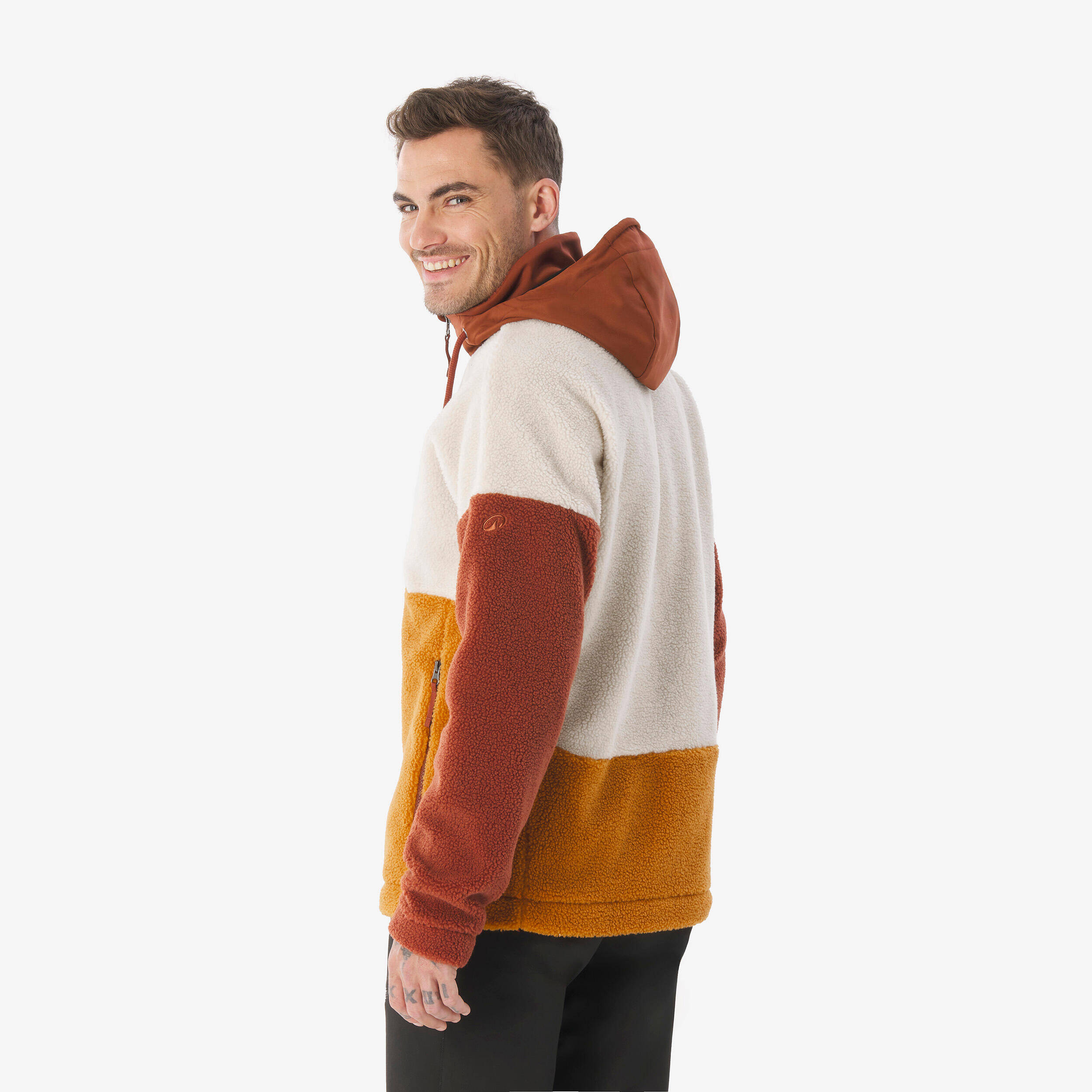 Men's Hiking Warm Sherpa Fleece Jacket SH900 - Brown -  3