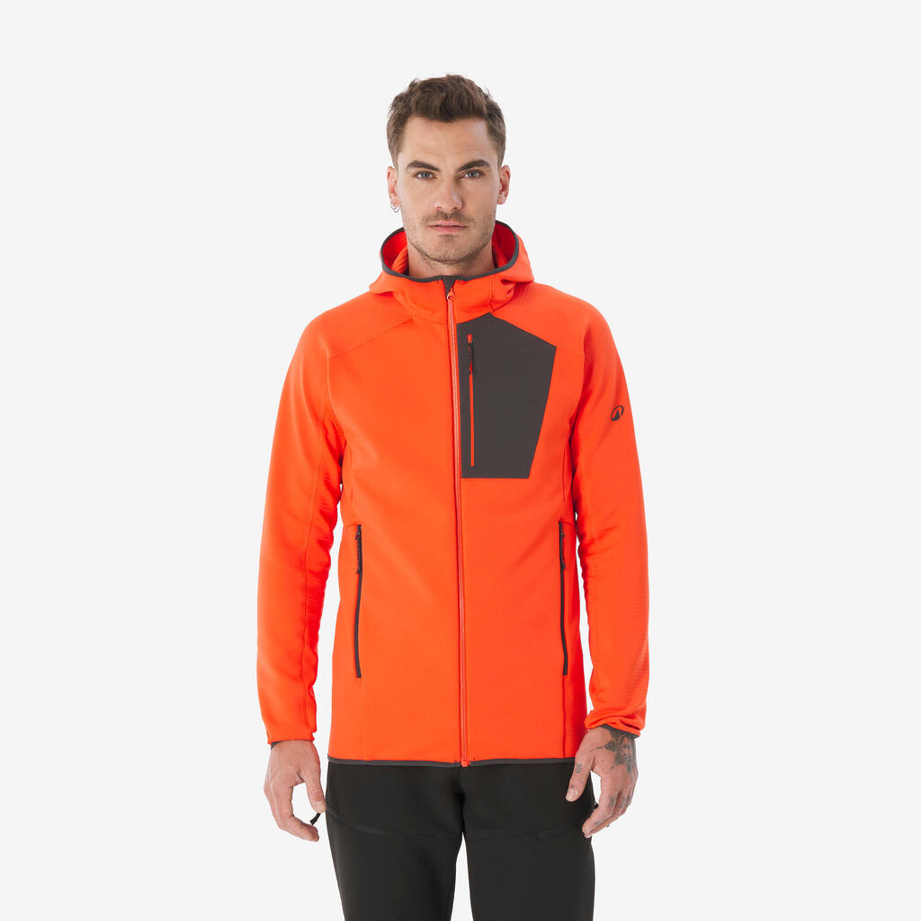 Men’s mountain hiking fleece jacket, MH500 Full Zip - Red