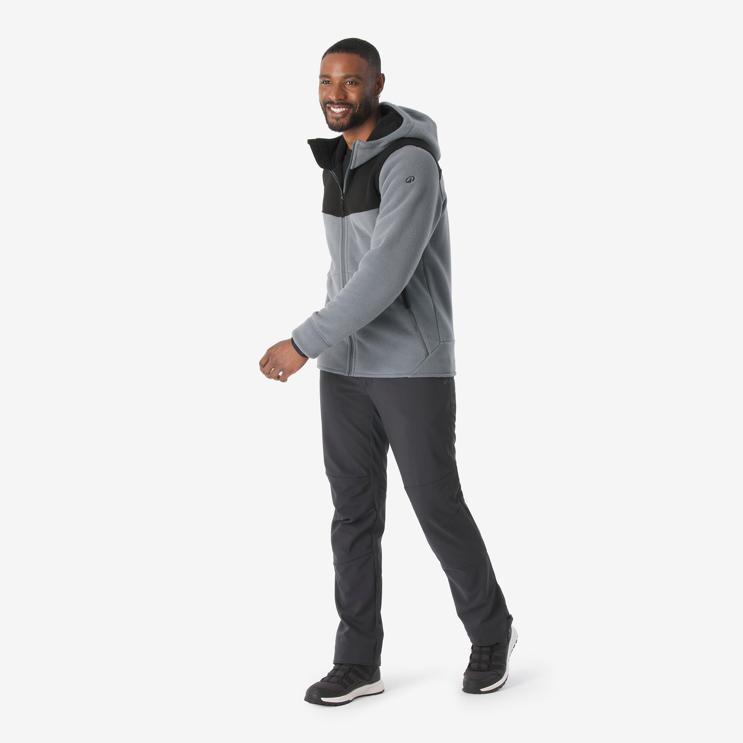 Warme wandelfleece voor heren NH500 grijs 3/7