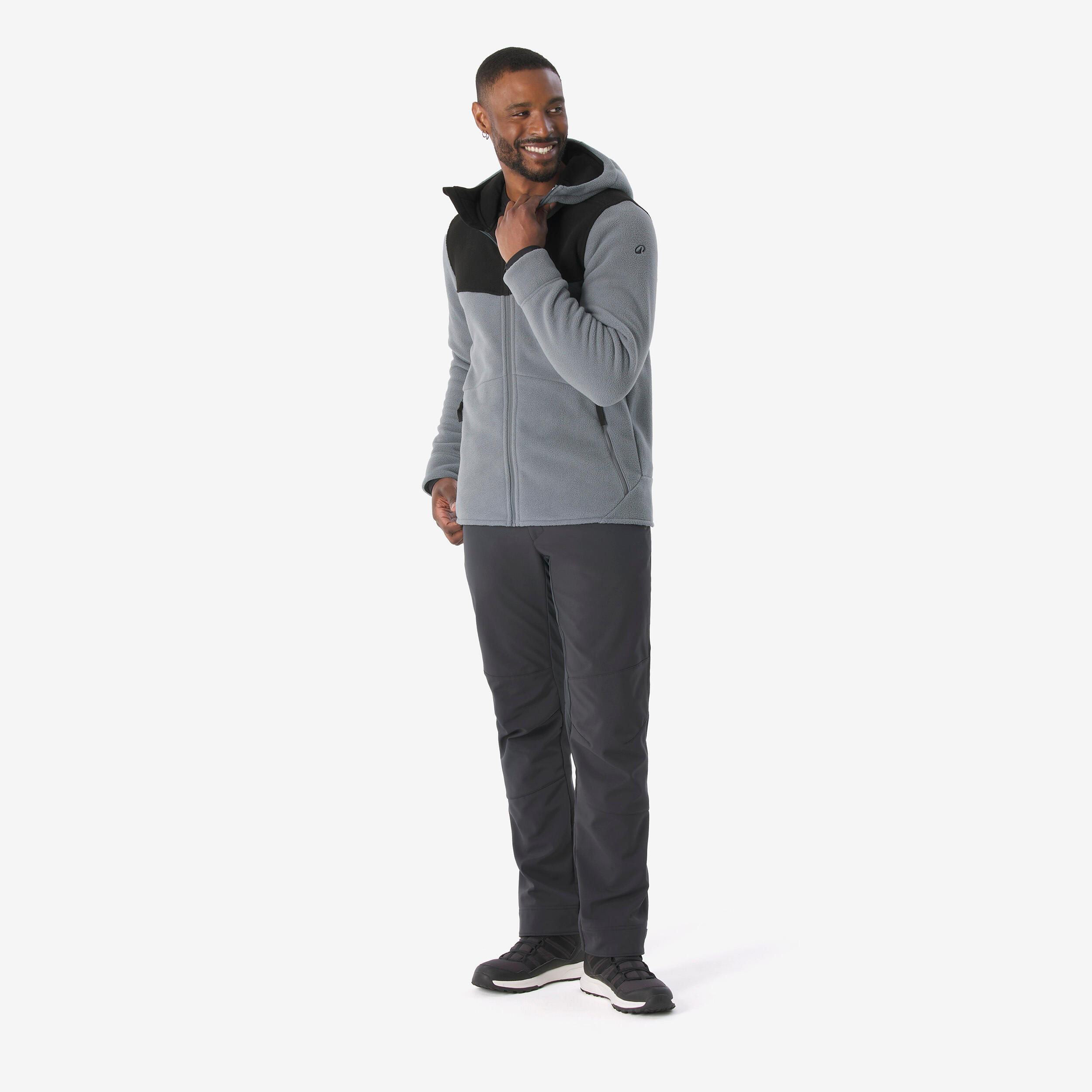 Warme wandelfleece voor heren NH500 grijs 2/7
