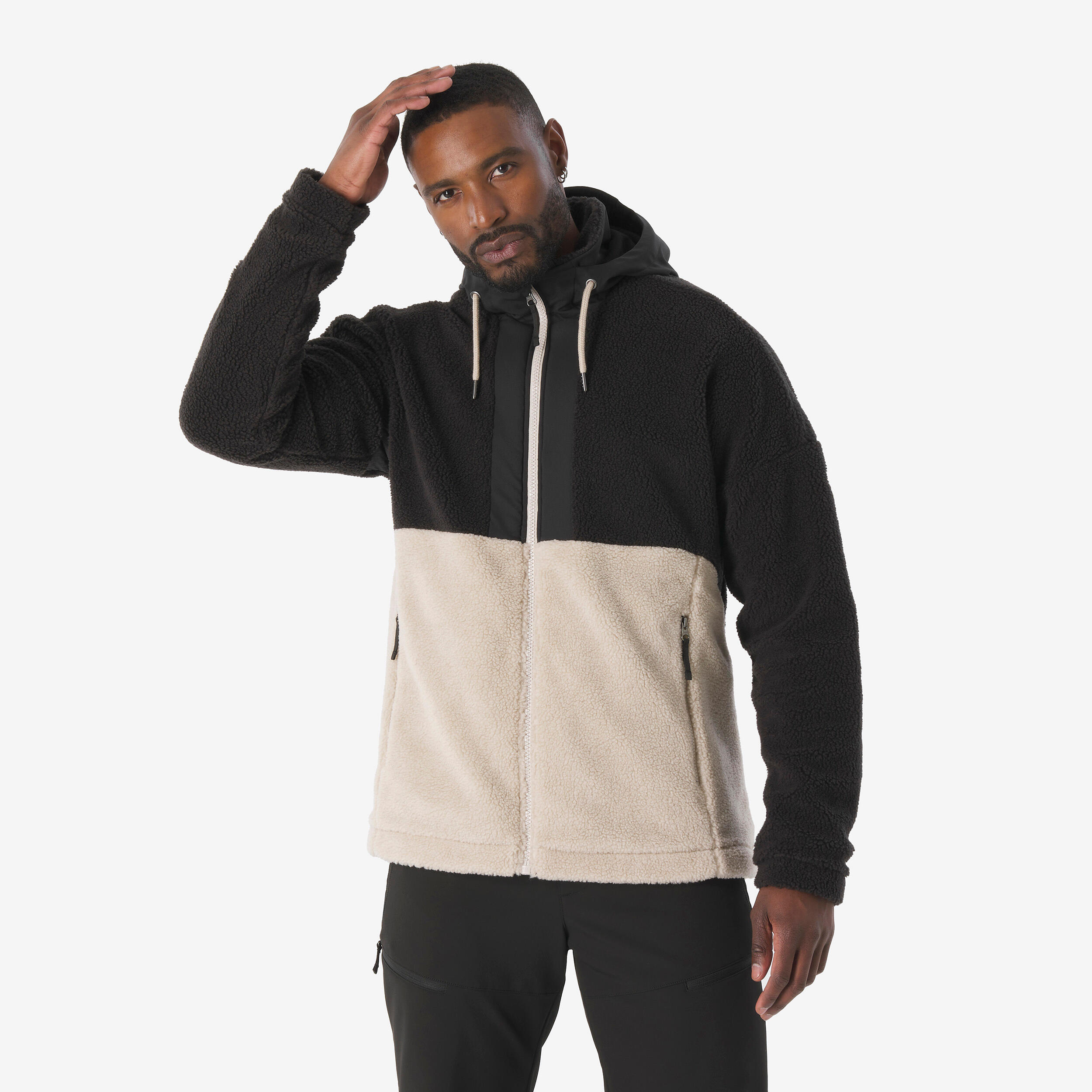 QUECHUA Men's Hiking Warm Sherpa Fleece Jacket SH900 - Beige