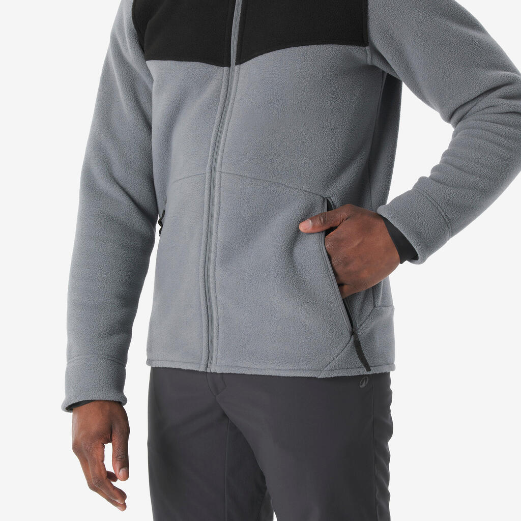 Men’s warm hiking fleece jacket NH500 - Grey