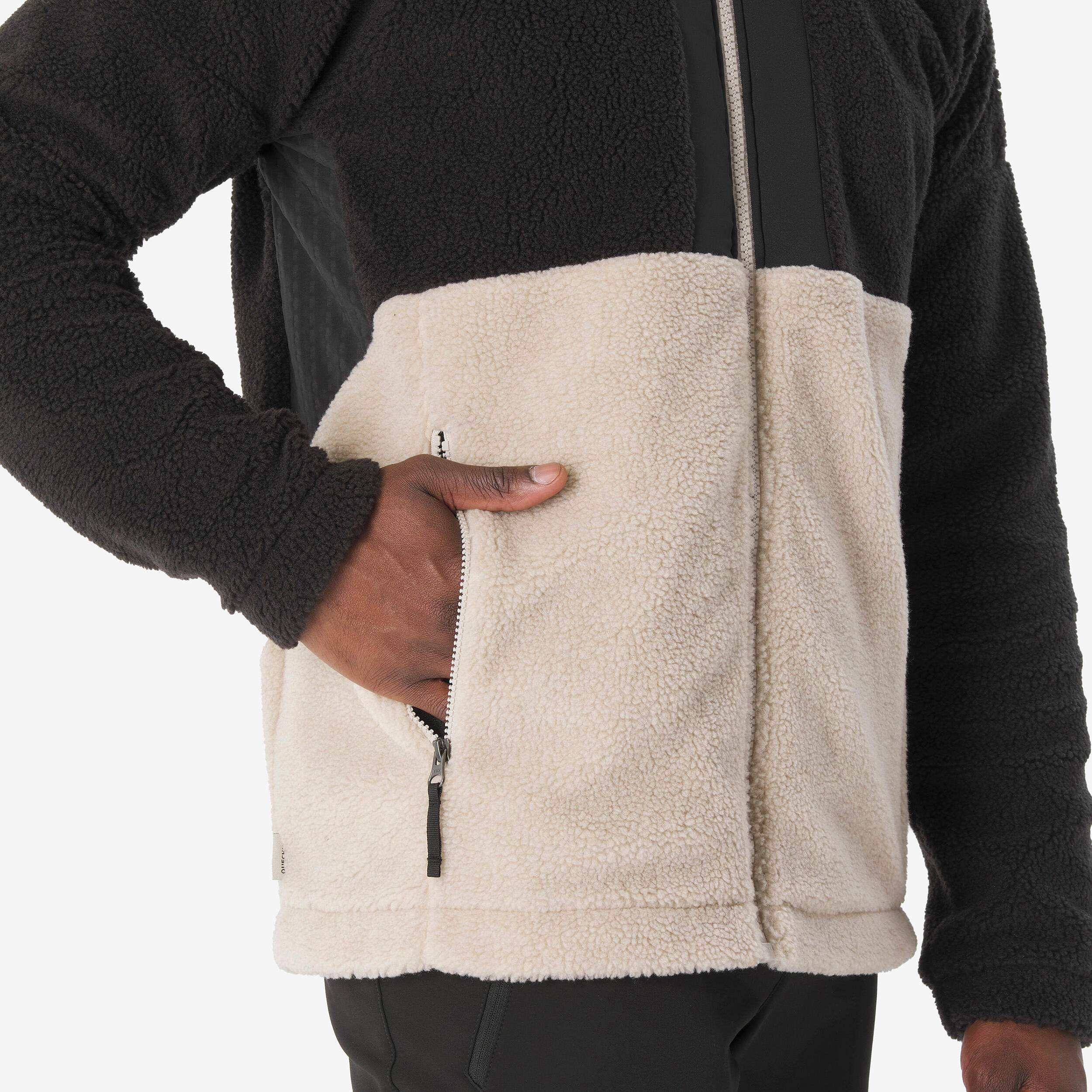 Men's Hiking Warm Sherpa Fleece Jacket SH900 Beige Decathlon