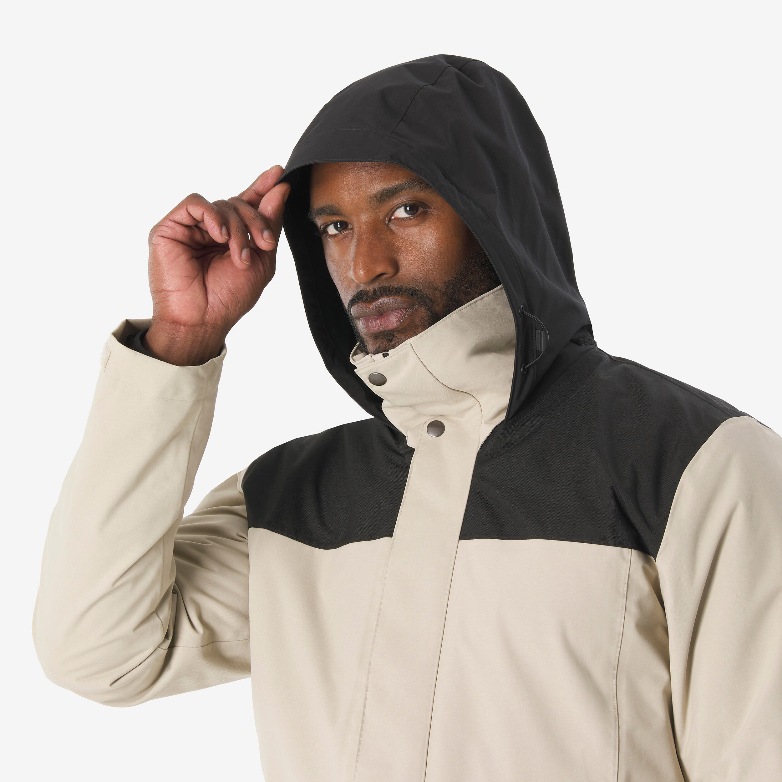 Veste 3en1 de randonnée 0°C imperméable homme, NH100 beige 11/13