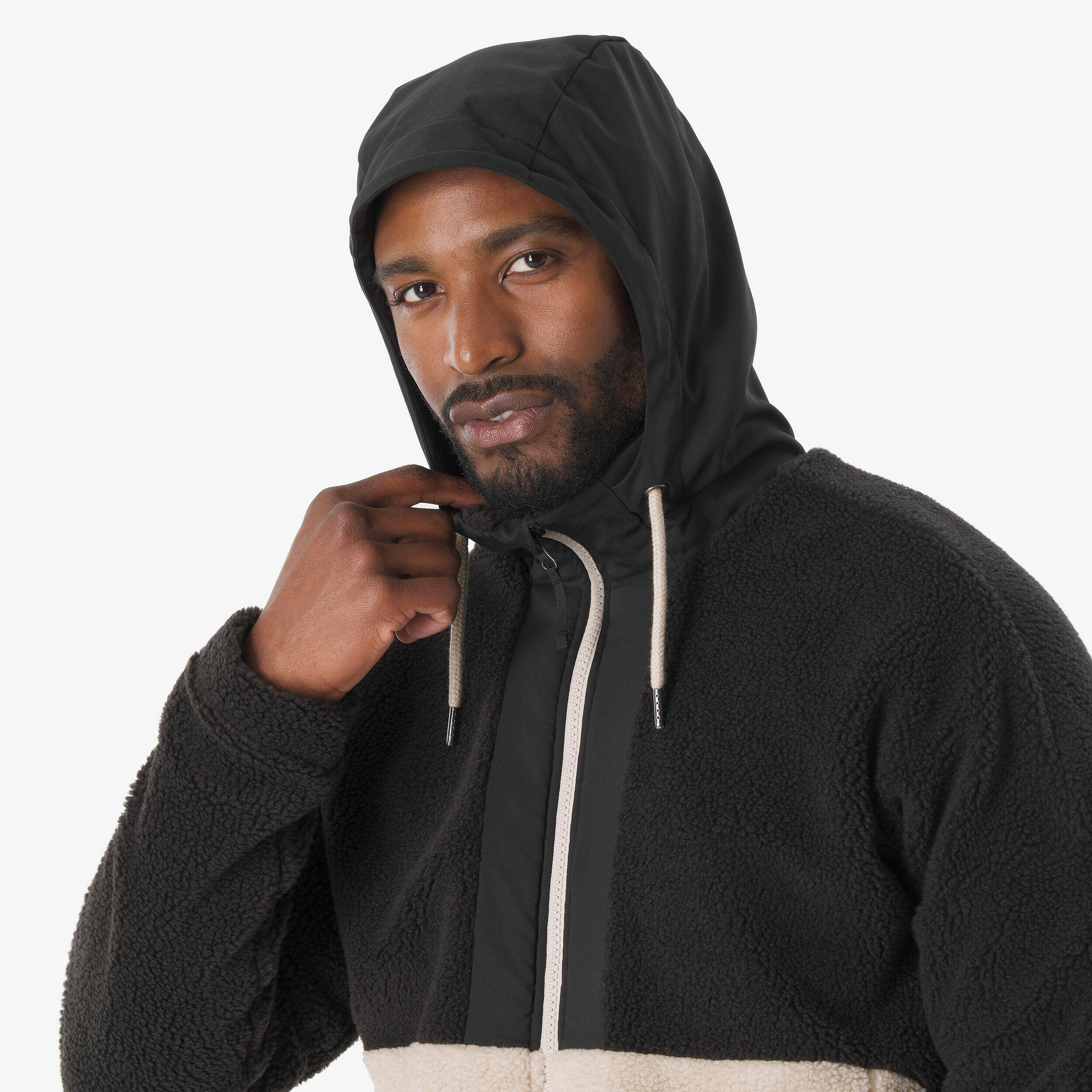 Men's Hiking Warm Sherpa Fleece Jacket SH900 - Beige -  4