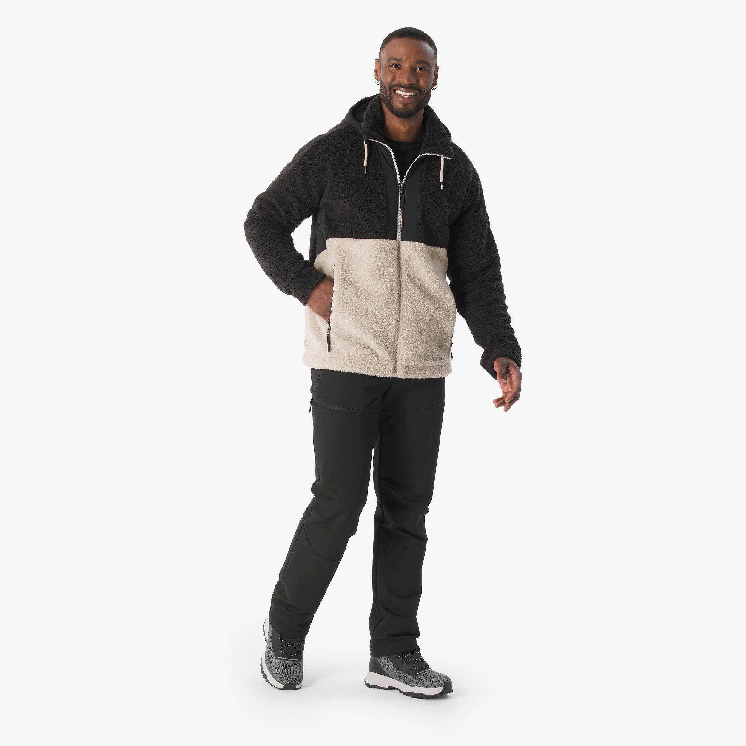 Men's Hiking Warm Sherpa Fleece Jacket SH900 - Beige -  2