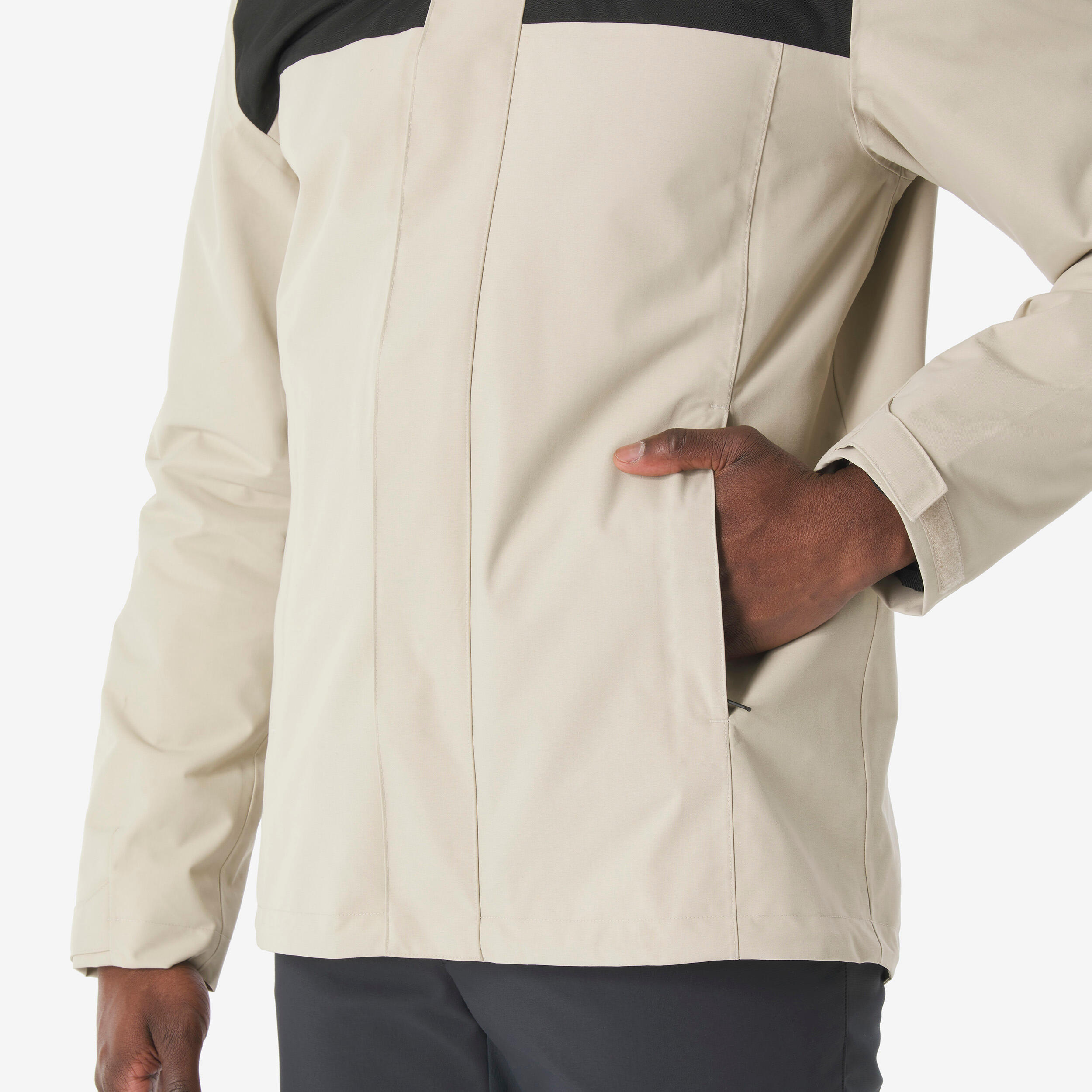 Veste 3en1 de randonnée 0°C imperméable homme, NH100 beige 5/13