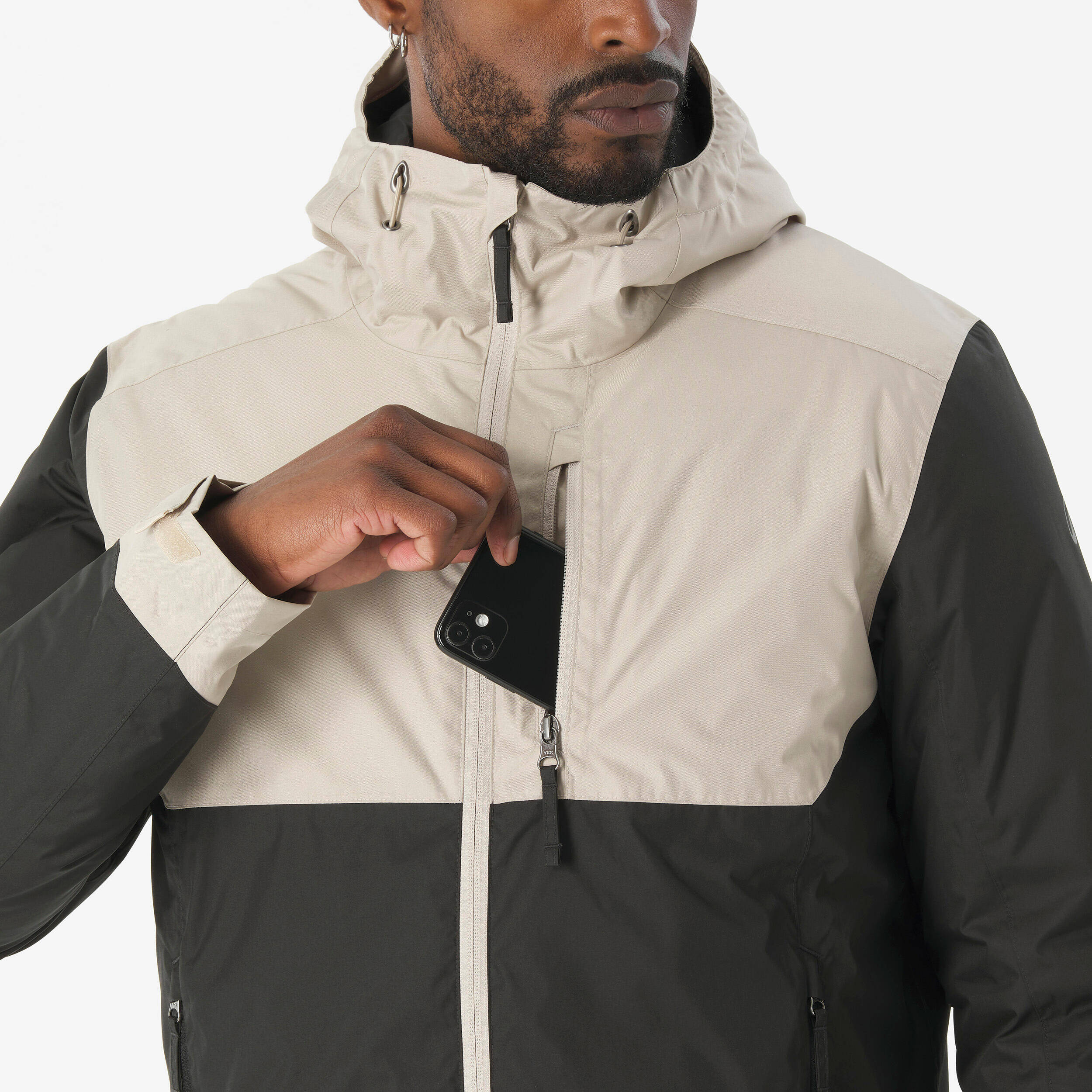 Men’s waterproof hiking jacket -10°C, NH500 - Beige -  4