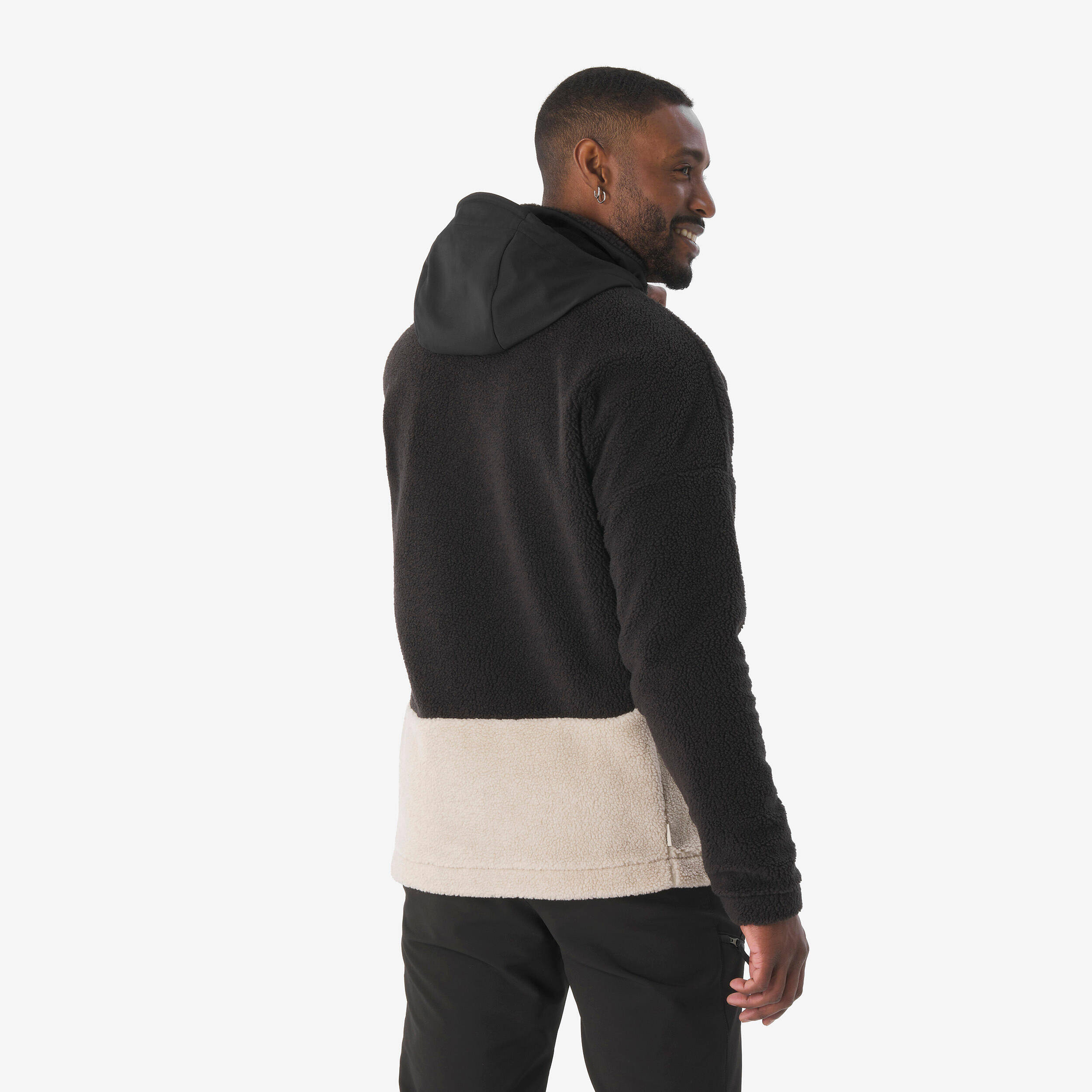 Men's Hiking Warm Sherpa Fleece Jacket SH900 - Beige -  3