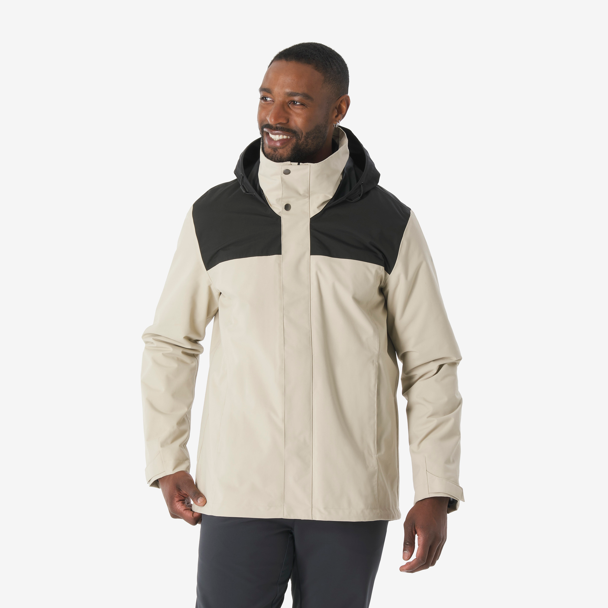 Veste 3en1 de randonnée 0°c imperméable homme, nh100 beige - Randonnée - Trek - FORCLAZ- Clubs - Entreprises - Collectivités - Associations