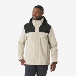 Veste 3en1 de randonnée 0°C imperméable homme, NH100 beige