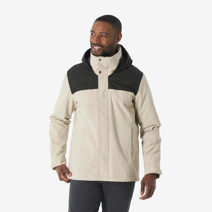 Veste 3en1 de randonnée 0°C imperméable homme, NH100 gris