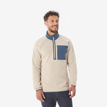 Pull de randonnée homme, NH500 Demi-zip vert