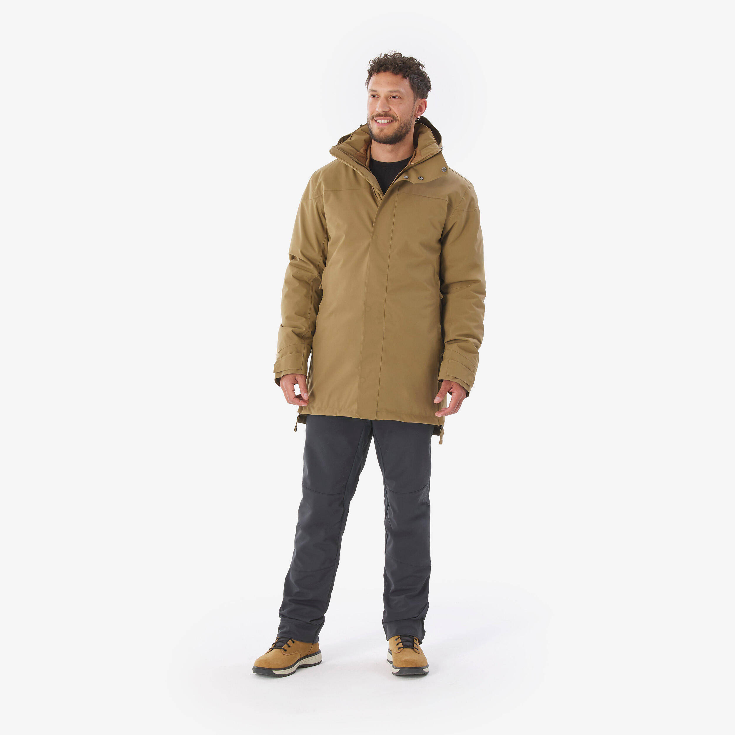 Men Waterproof hiking parka -10°C NH500 - Brown -  2