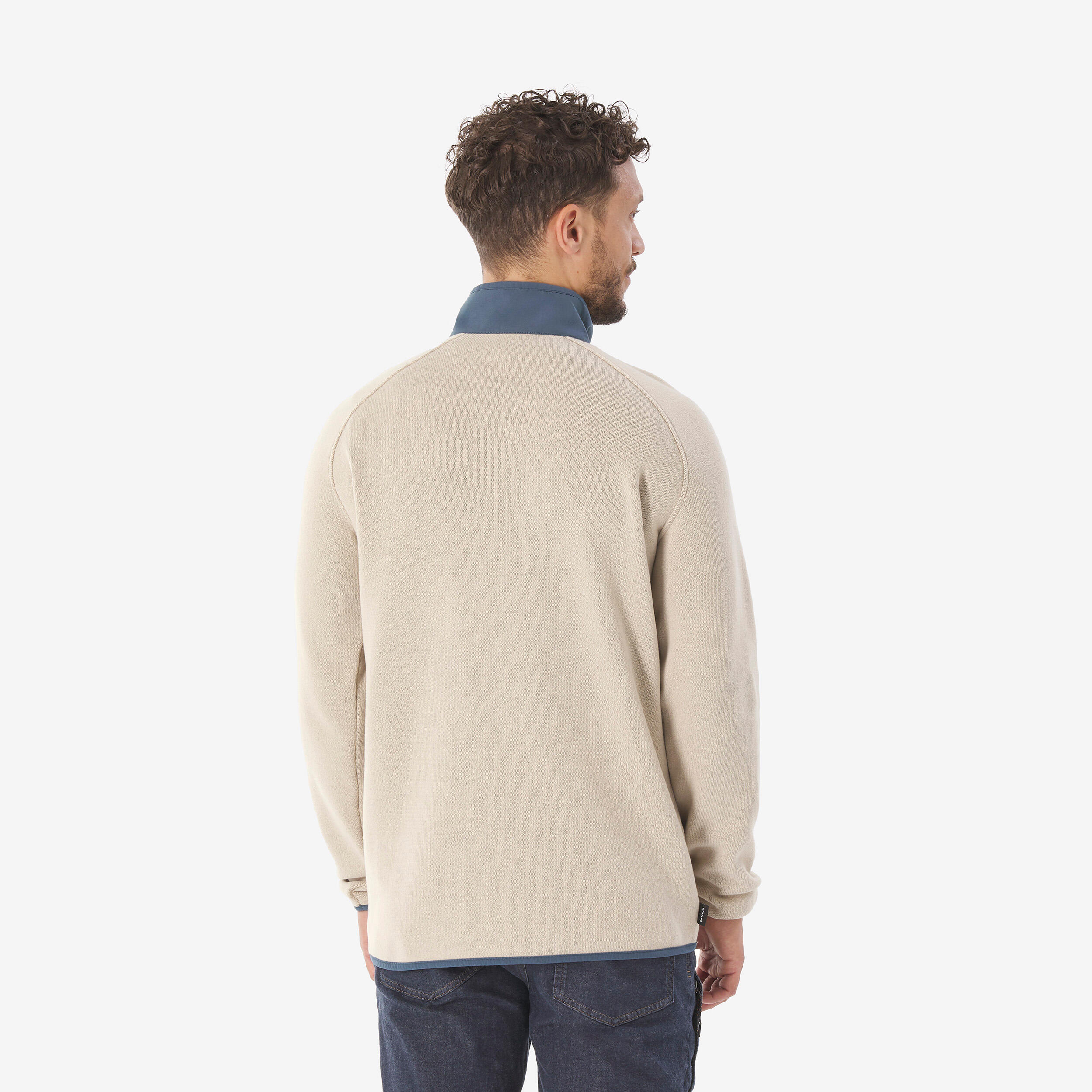 Camisola de caminhada homem, NH500 meio-fecho bege 3/7