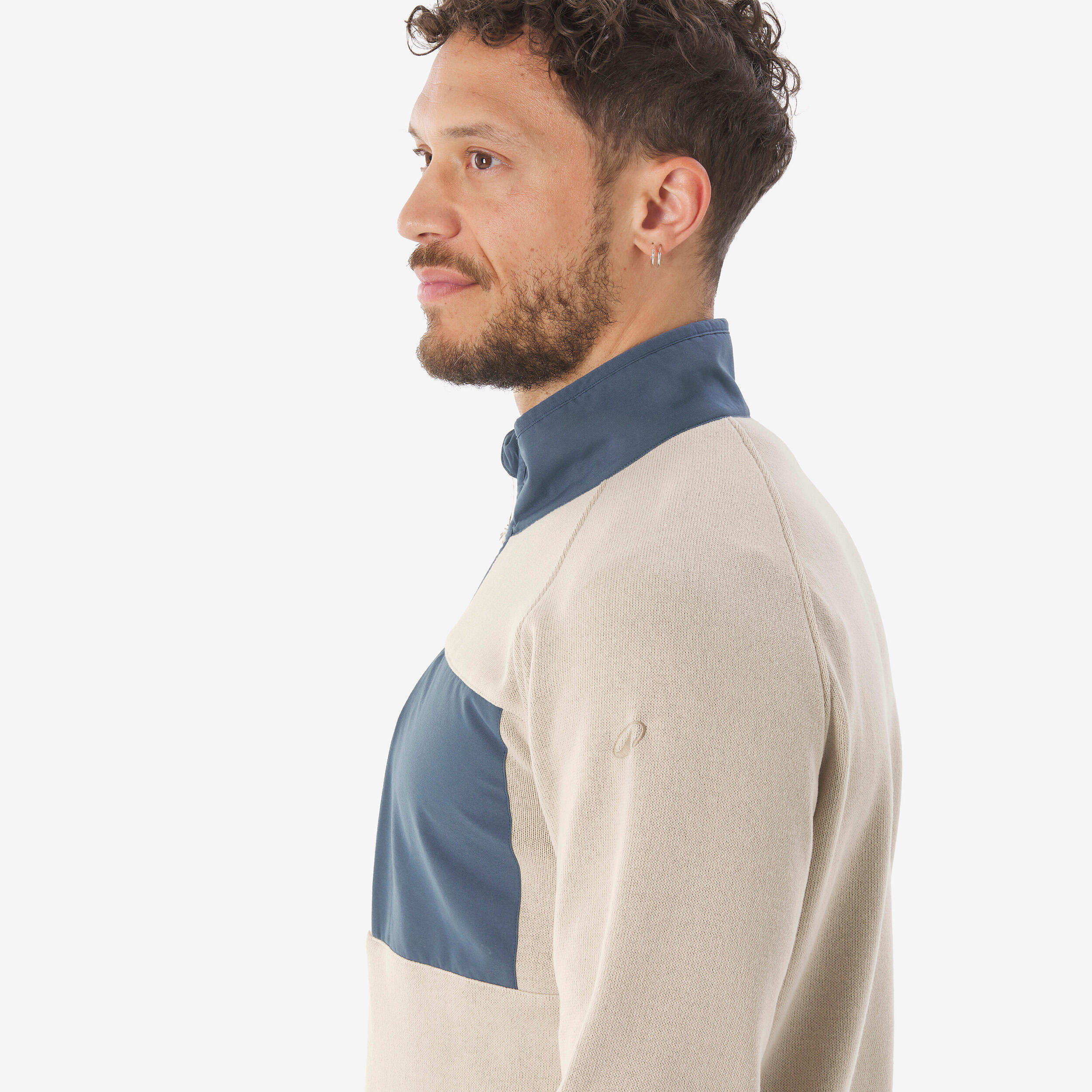 Camisola de caminhada homem, NH500 meio-fecho bege 4/7