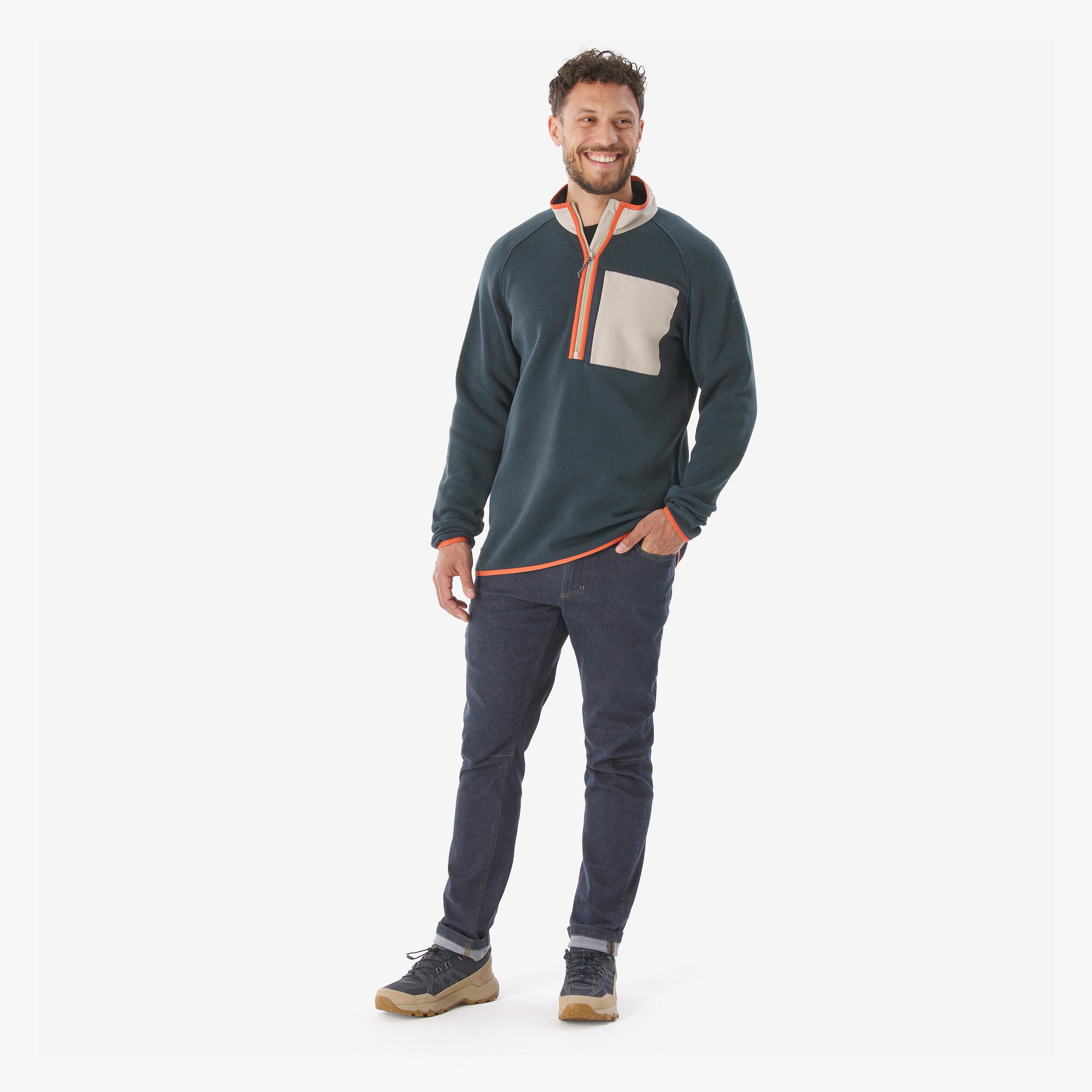 Men’s Half-Zip Hiking Sweater, NH 500 - QUECHUA