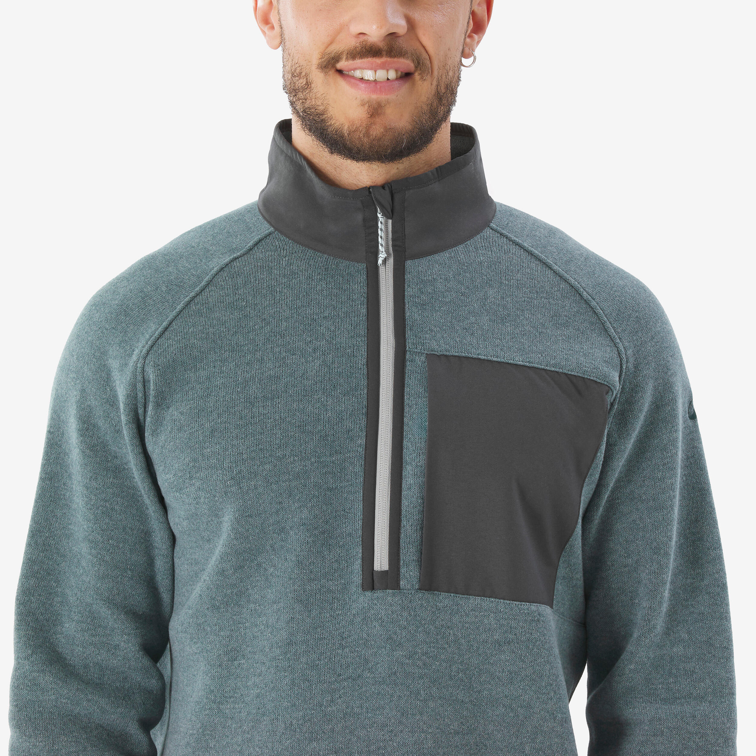Pull de randonnée homme, NH500 Demi-zip vert 5/6