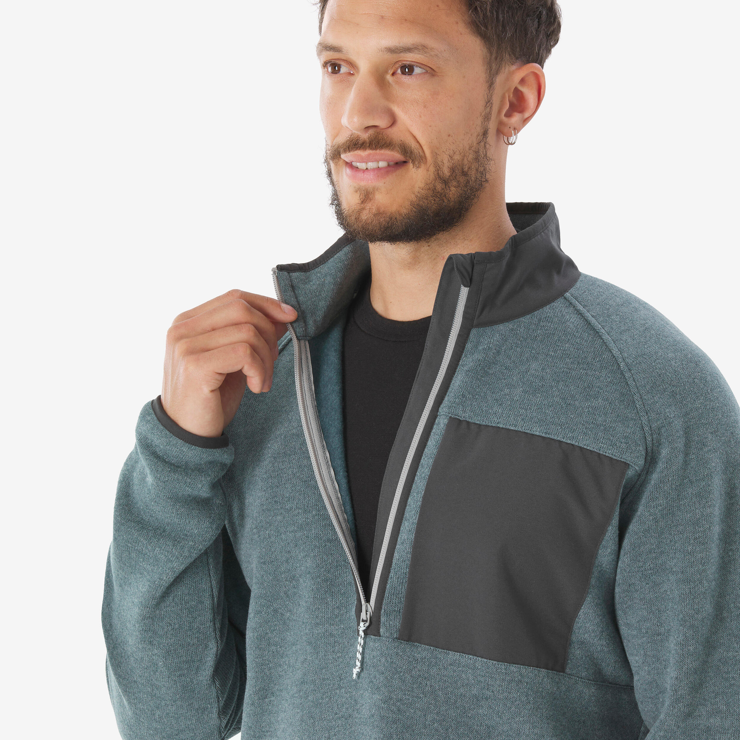 Pull de randonnée homme, NH500 Demi-zip vert 6/6