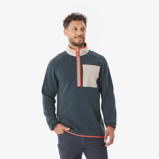 Men Warm Winter Pullover Sweater - Half Zip Lightweight Upto 10° to 13°C, Jumper NH500 - Blue