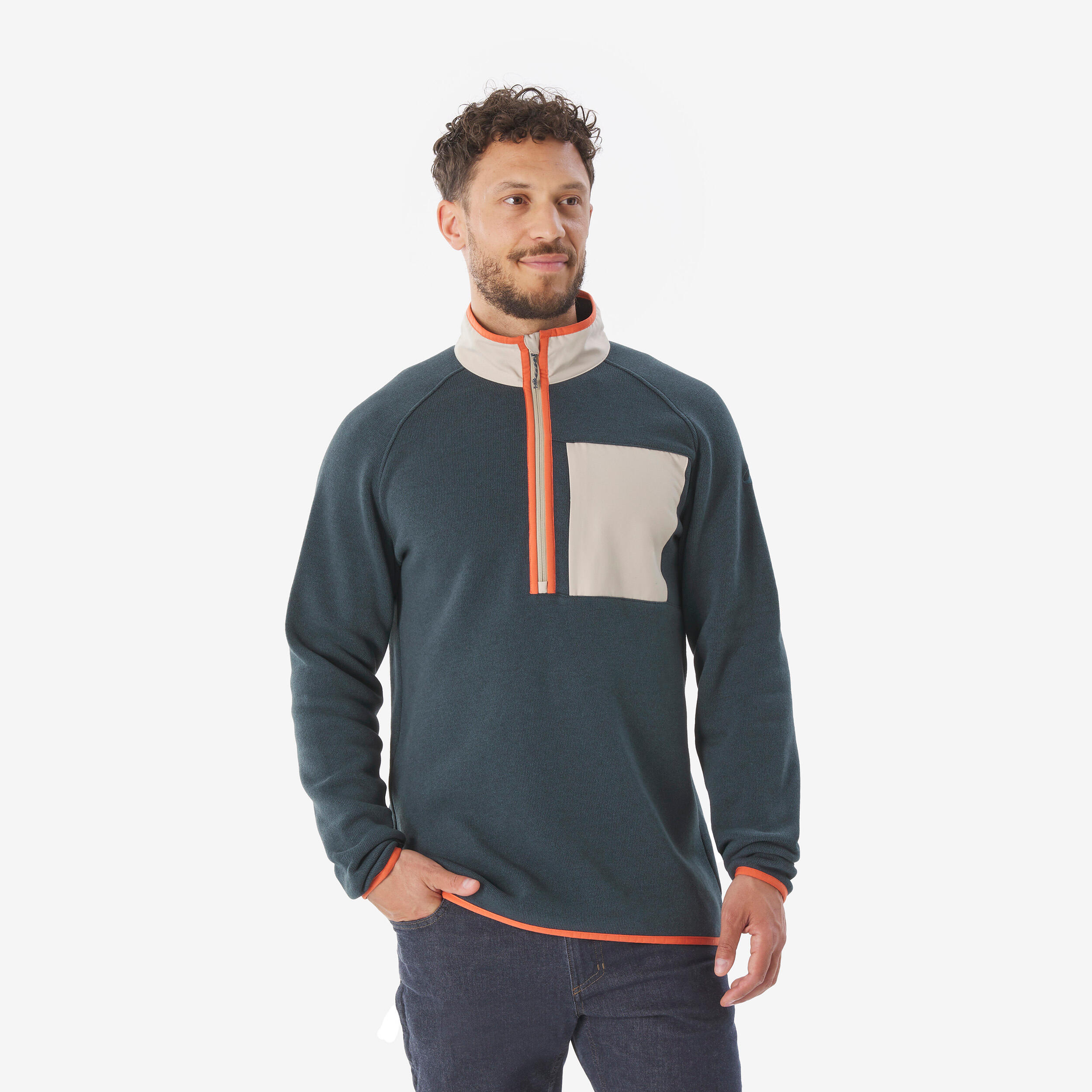 Men’s hiking pullover, NH500 Half Zip - Blue image