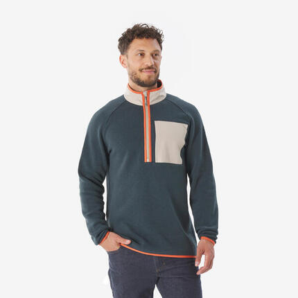 Pull de randonnée homme, NH500 Demi-zip vert