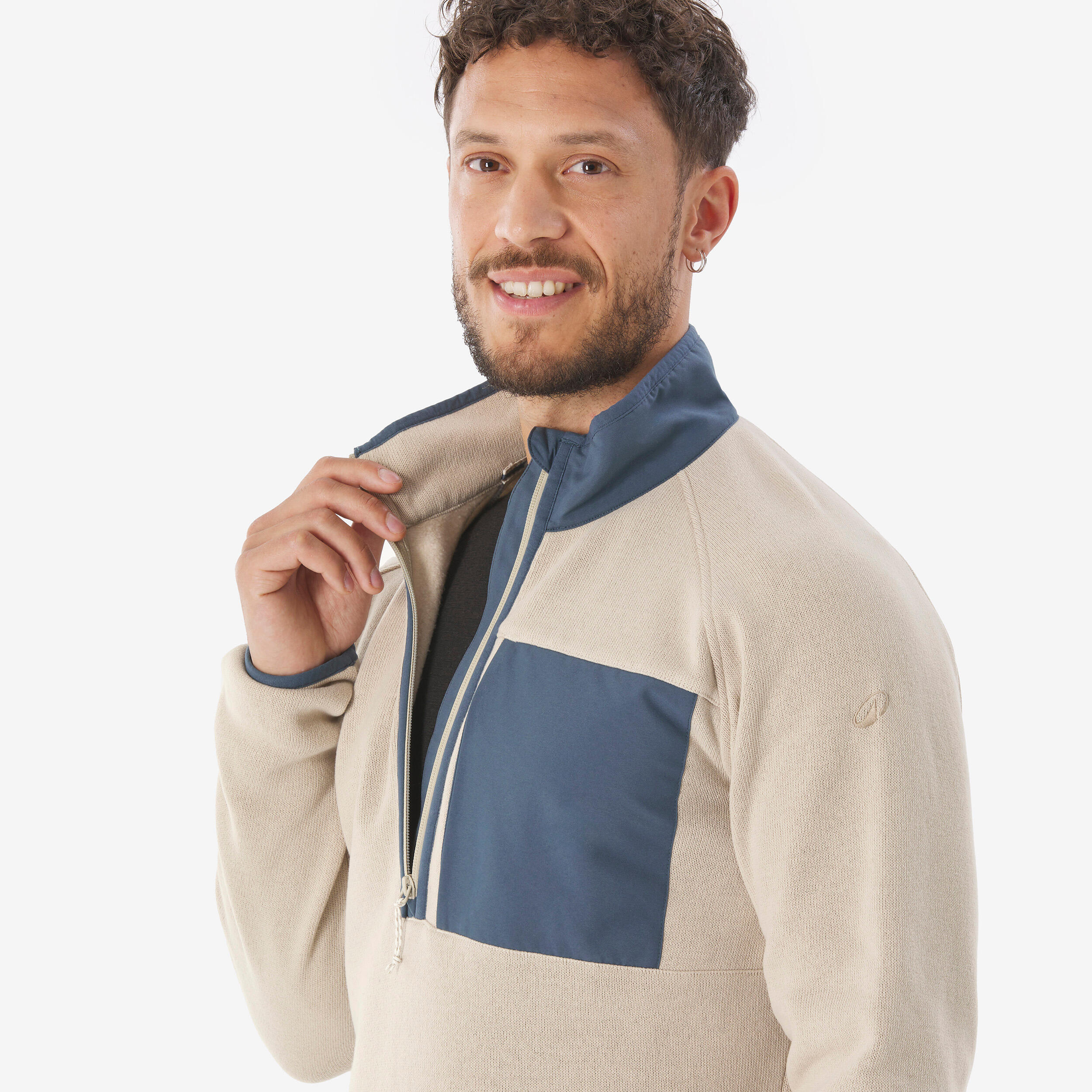 Camisola de caminhada homem, NH500 meio-fecho bege 6/7