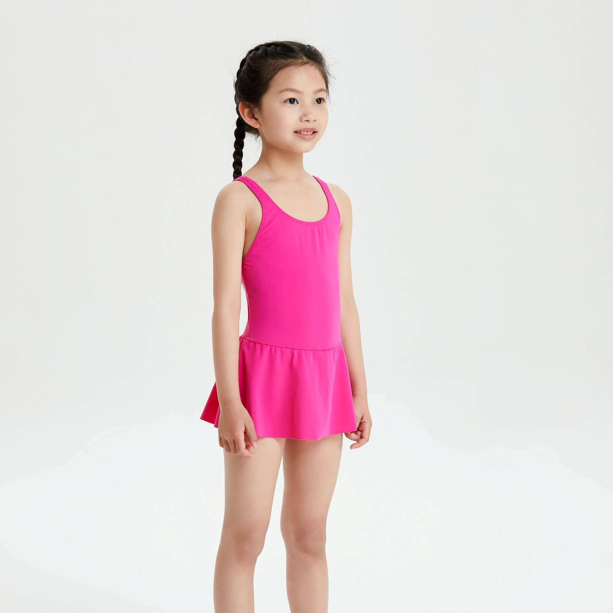Girls Swimming One Piece Skirt Swimsuit Vega Stylish & Comfortable Pink -  1