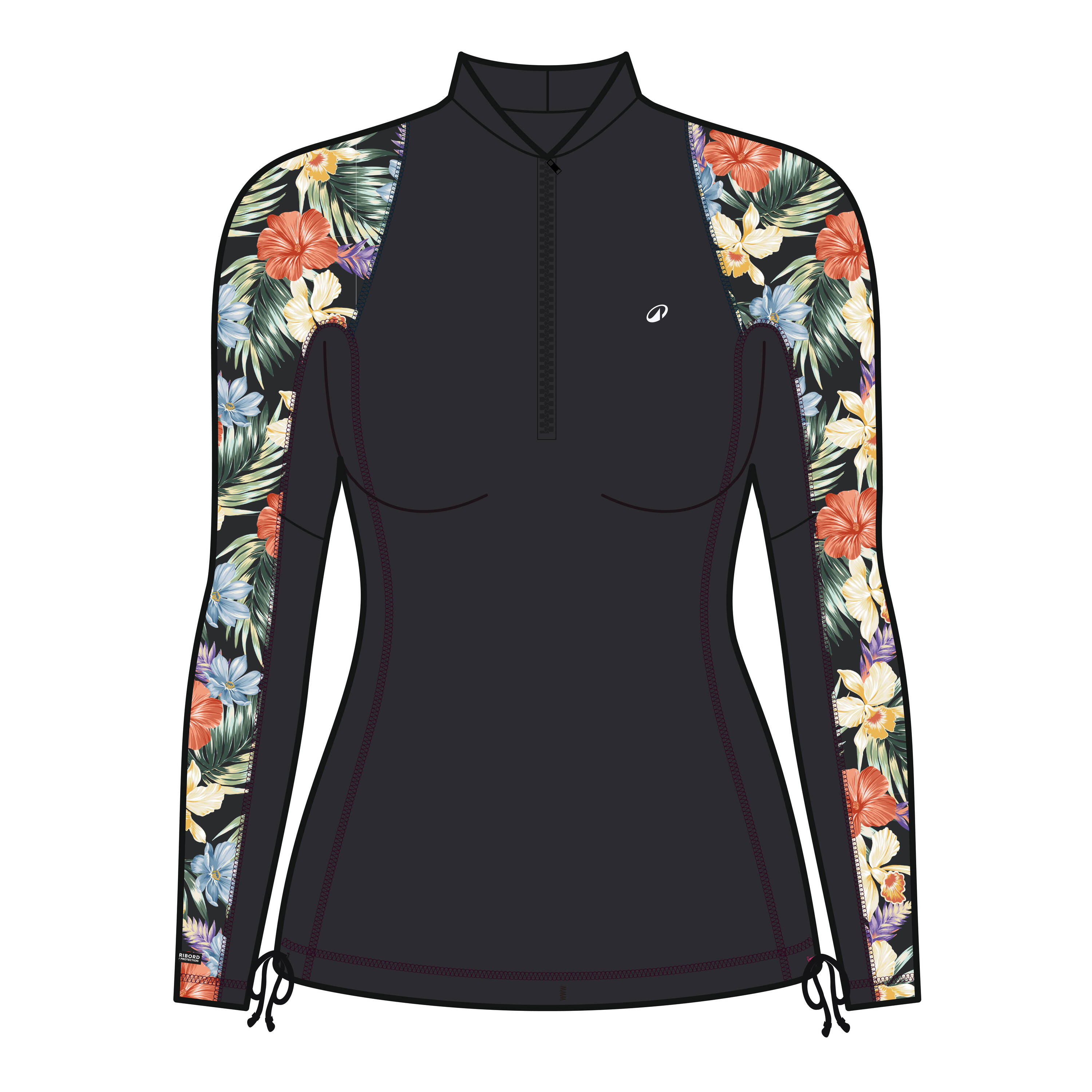 Women’s long sleeve UV-protection t-shirt 500 TROPIC BLACK -  2
