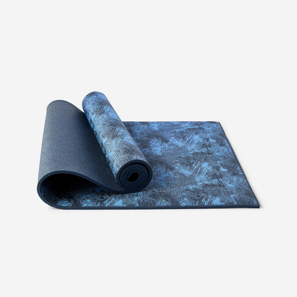 Άνετο στρώμα για ήπια yoga 173 cm ⨯ 61 cm ⨯ 8 mm - Σκούροι μπλε φοίνικες