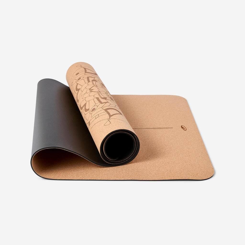 4 mm Thick Grippy Cork Dynamic Yoga Mat - Mandala Design