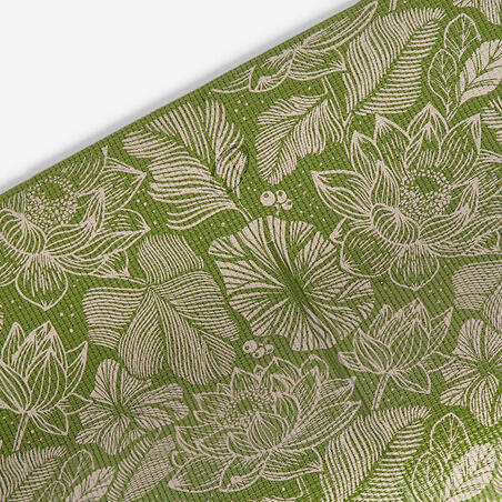 Килимок для йоги Comfort 8 мм зелений/бежевий з принтом