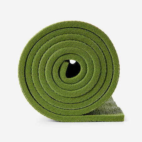 Килимок для йоги Comfort 8 мм зелений/бежевий з принтом