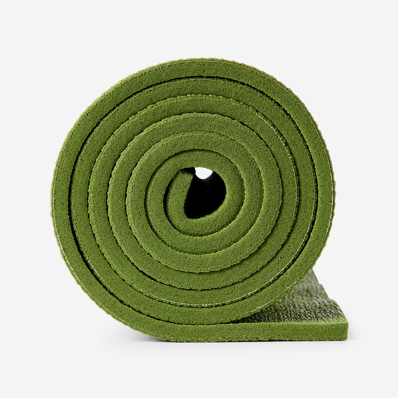 Saltea Yoga ușoară Aderență și Confort 8 mm Verde și bej
