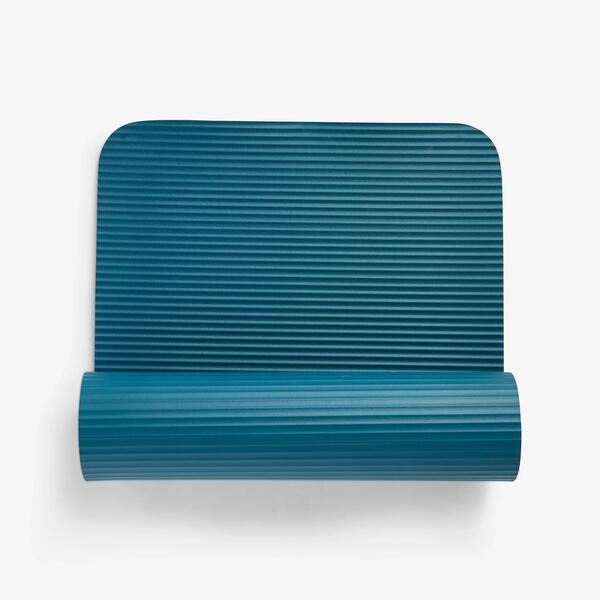 Blue cushioned exercise mat