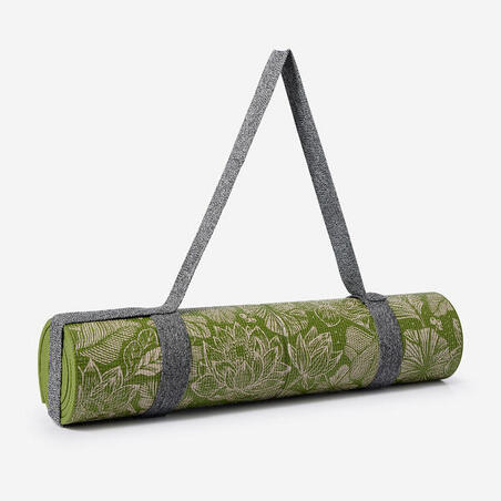 Килимок для йоги Comfort 8 мм зелений/бежевий з принтом