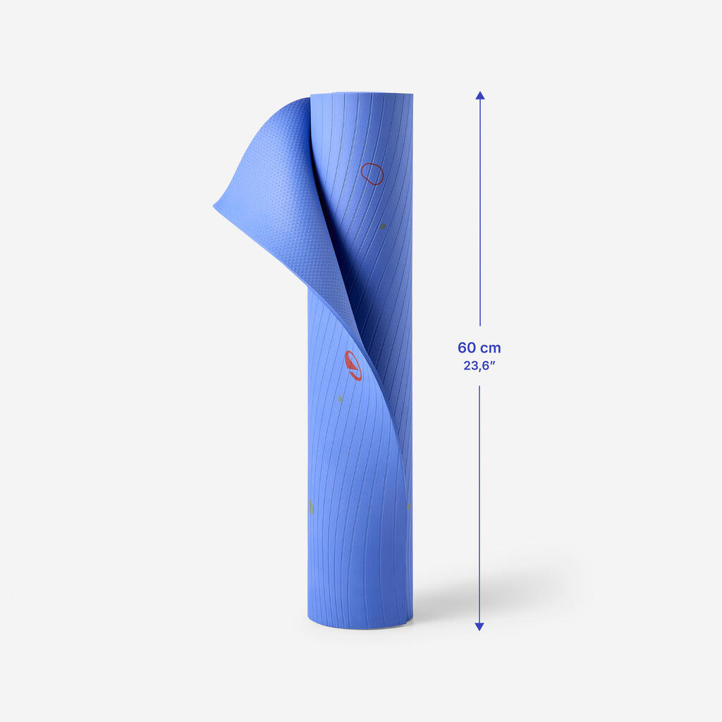 Kids' 5 mm Thick Yoga Mat with Straps - Blue