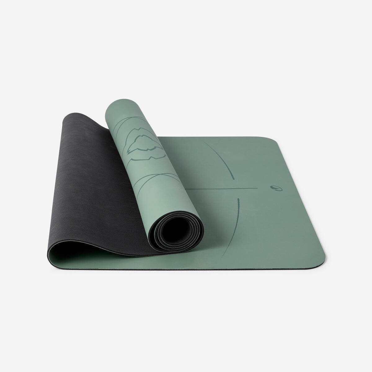 Tapis de yoga dynamique ultra adhérent épaisseur 4 mm, vert