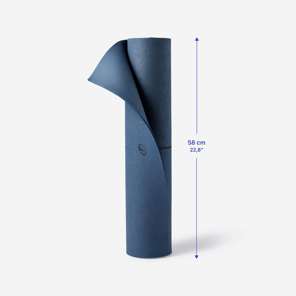 Tapis de yoga débutant adhérence et confort 5mm, bleu foncé