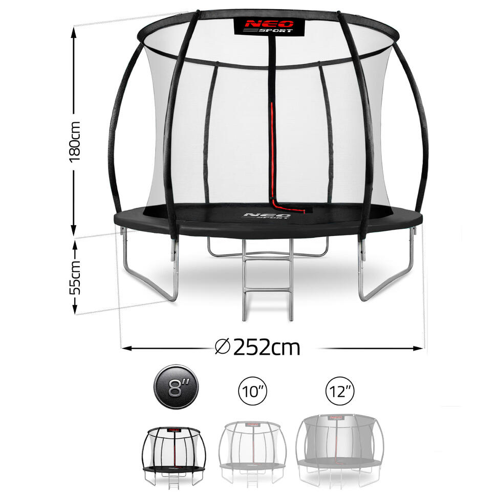 Trampolina Neo-Sport 252 cm / 8ft z siatką wewnętrzną